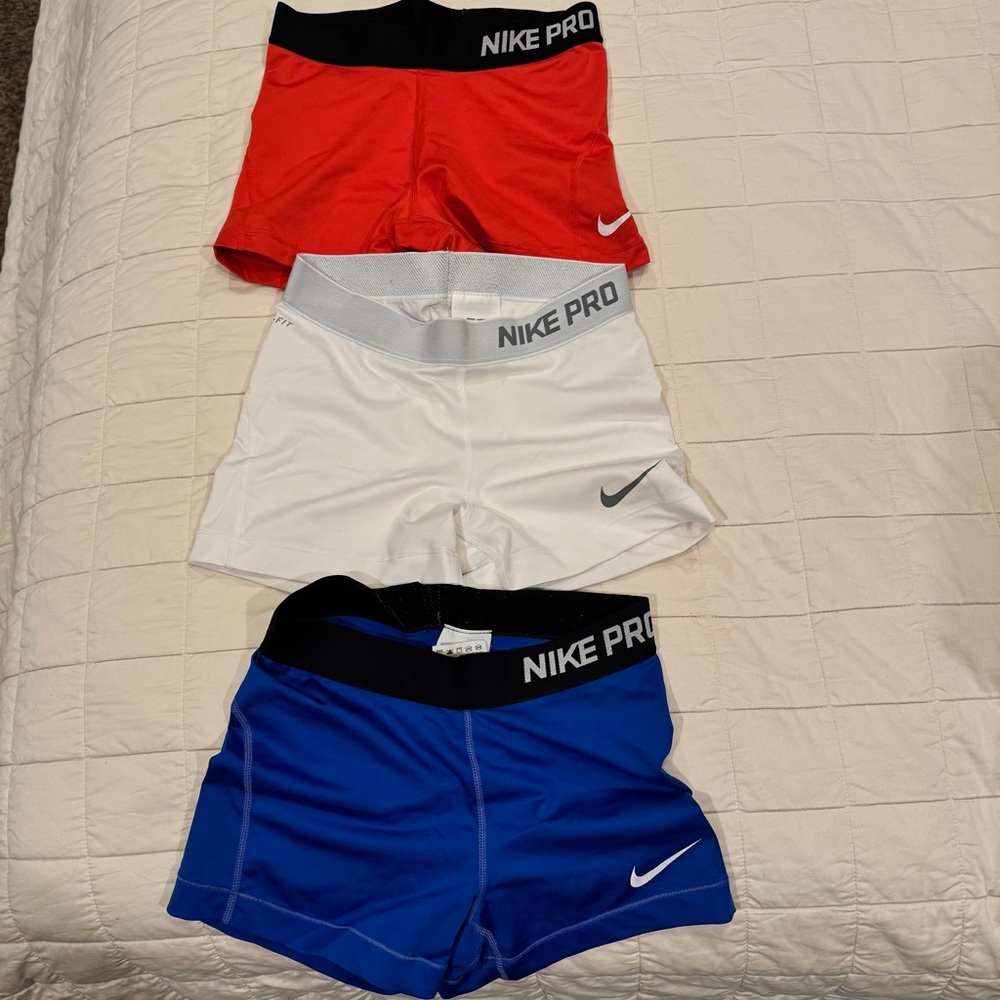 Nike Pro Athletic Shorts Set - Red, White, Blue